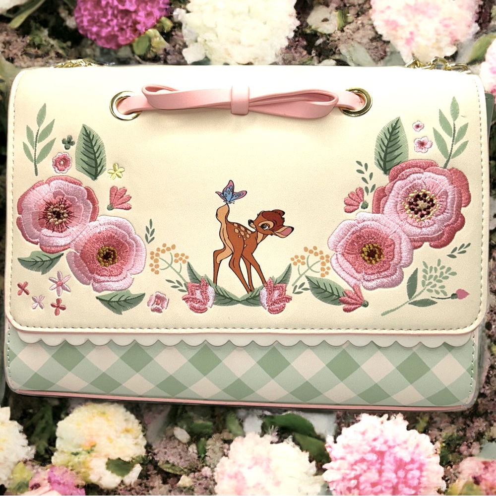 Loungefly Disney Bambi Springtime Gingham Crossbody Bag Wallet Set - Picture 2 of 8